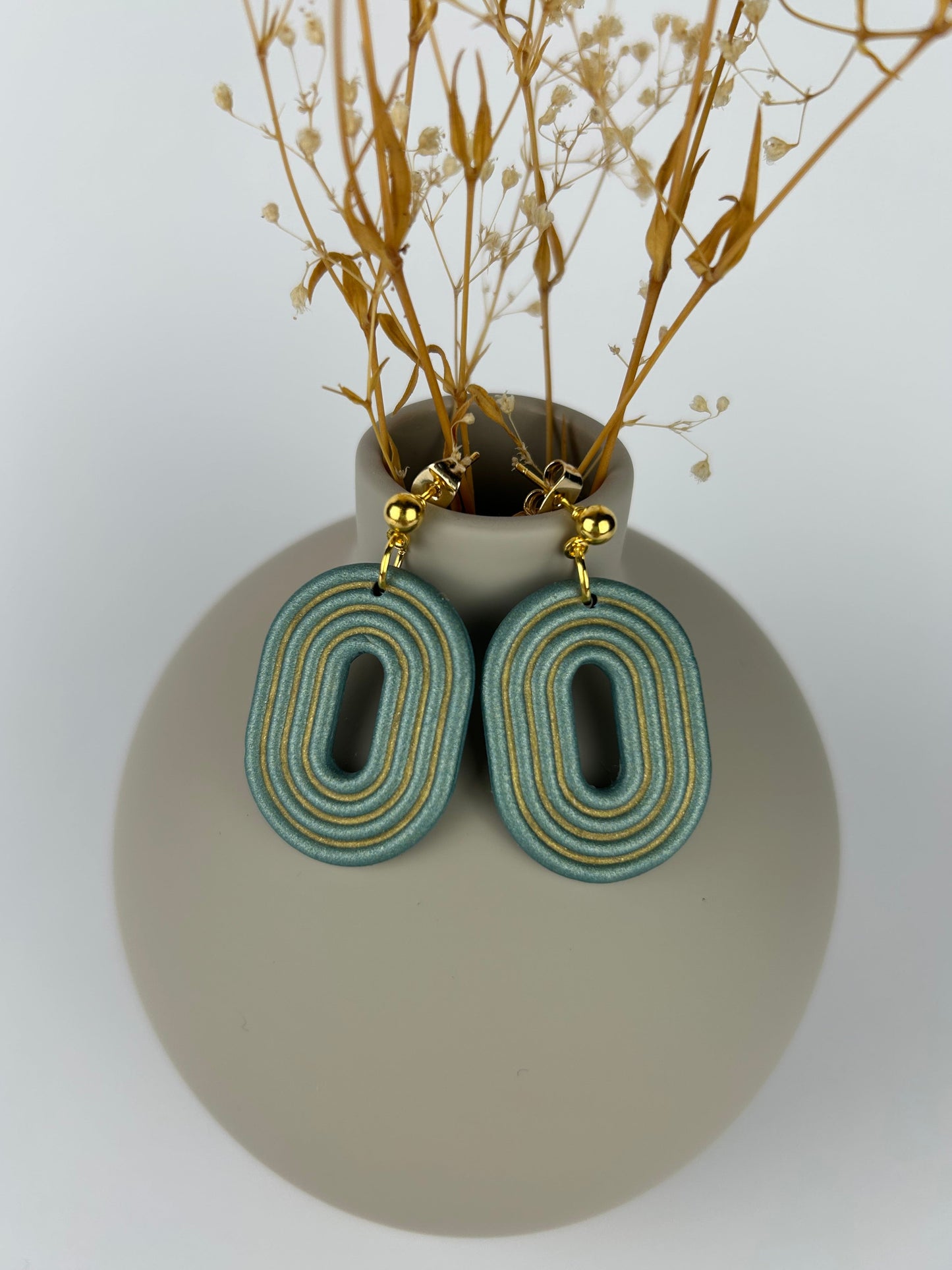 Boucles d'oreilles "Onde Émeraude Dorée"