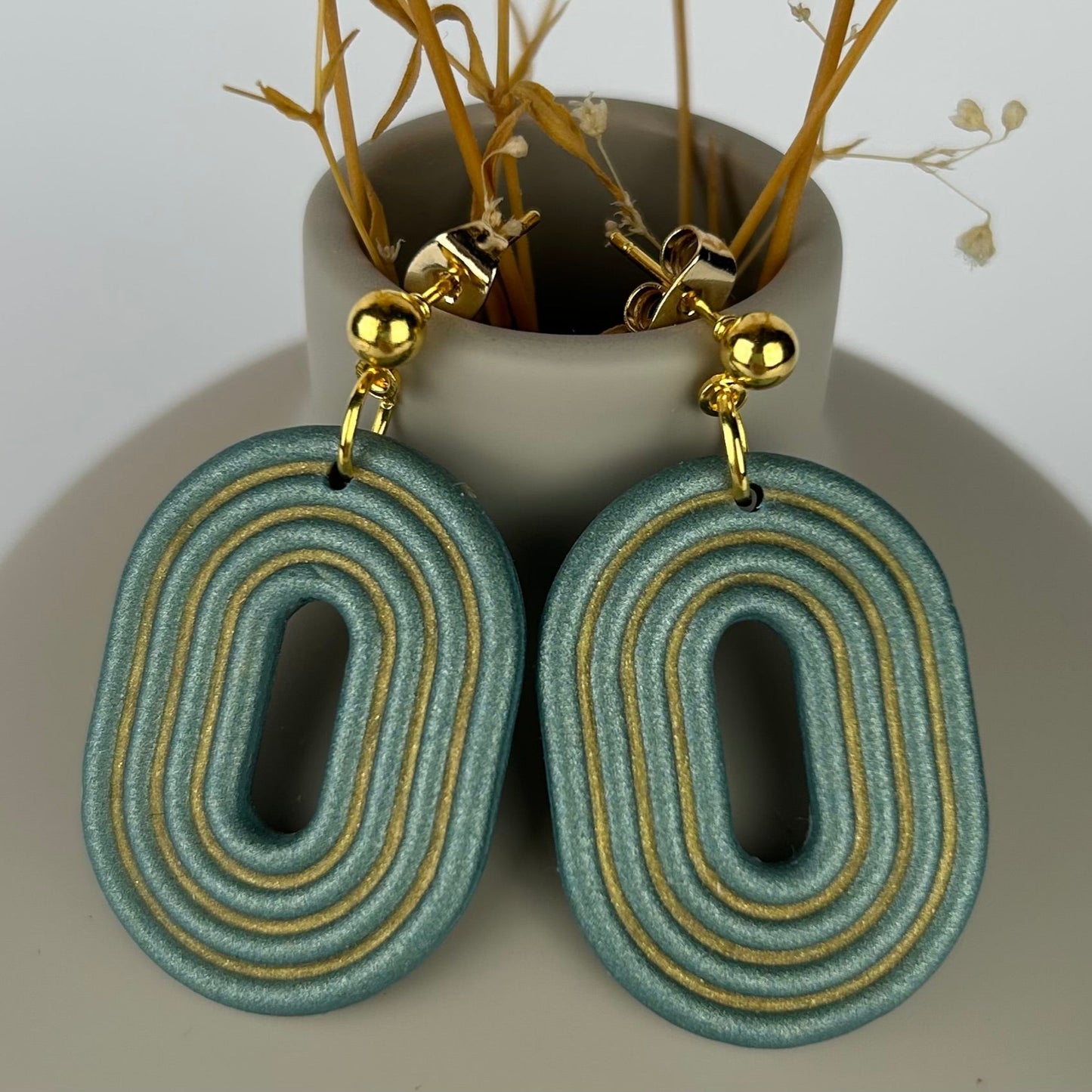 Boucles d'oreilles "Onde Émeraude Dorée"